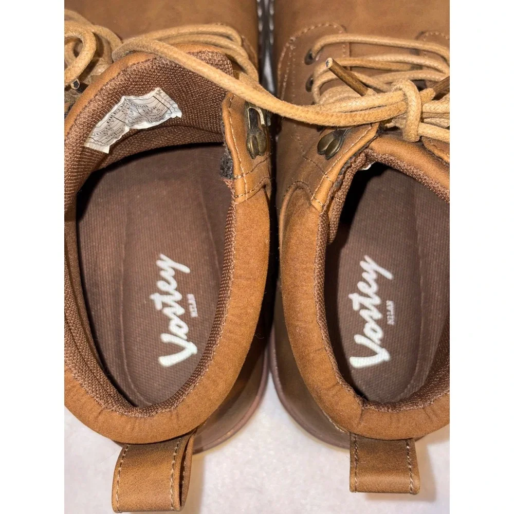 Vostey Mens Casual Chukka Boots Lace Up Ankle Yellow Brown Synthetic Leather